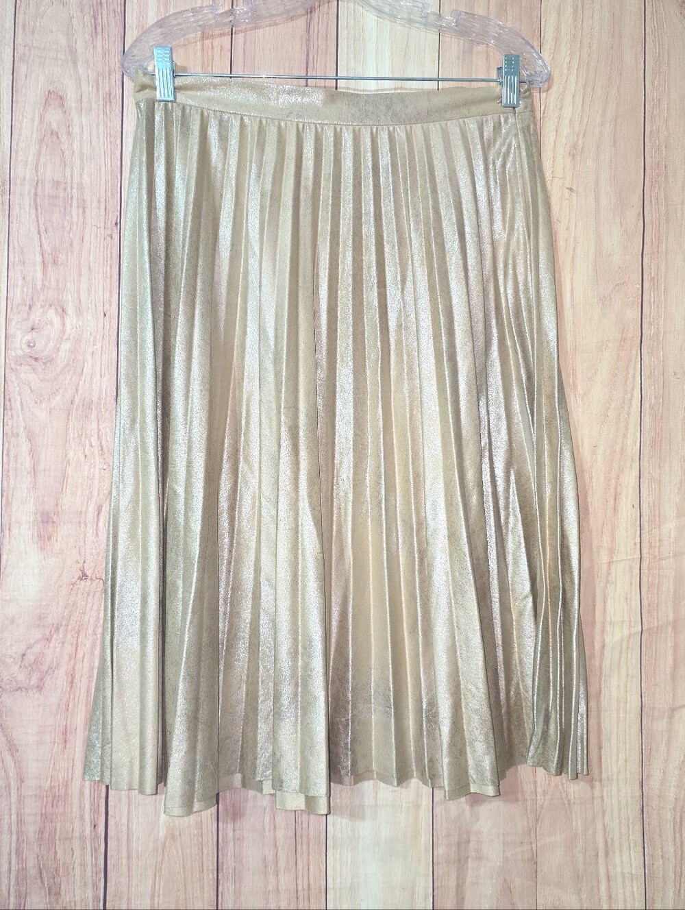Anthropolgies Maeve Skirt Pleated  Gold Knee Length Size  Medium Zip-up Back